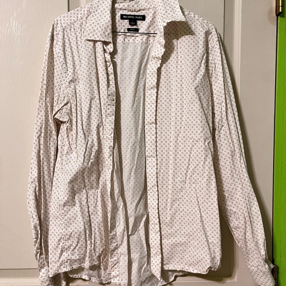 Michael Kors White and Red Patterned Dress Shirt - Picture 2 of 4